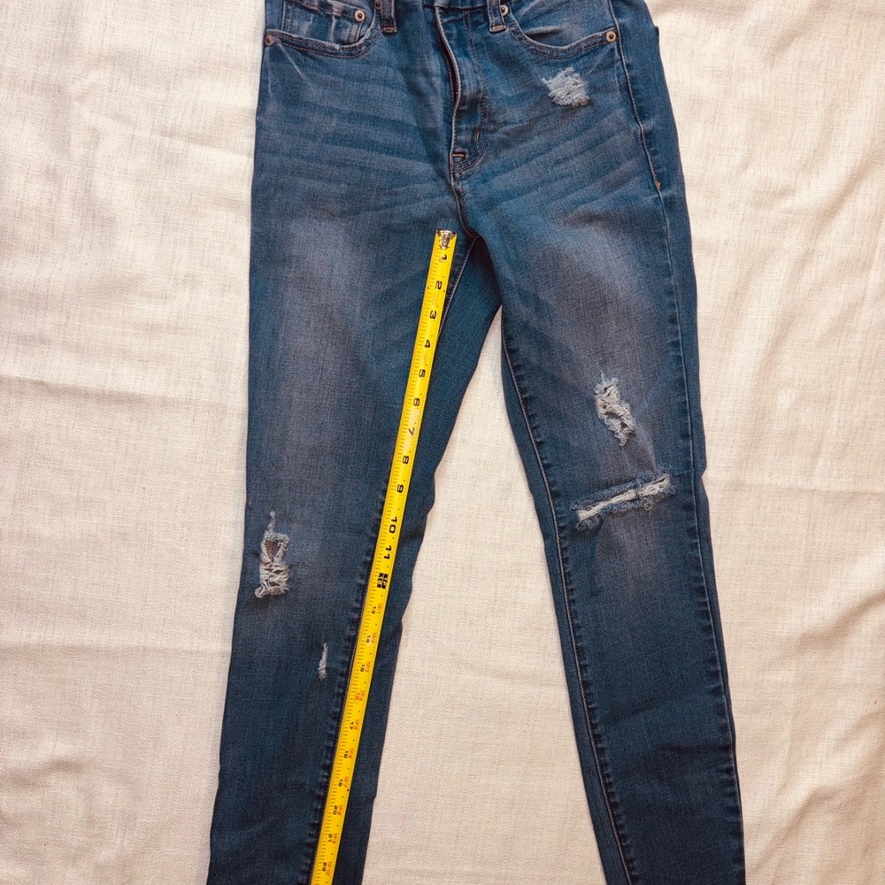 Aeropostale Blue Skinny Jeans with Distressed Details